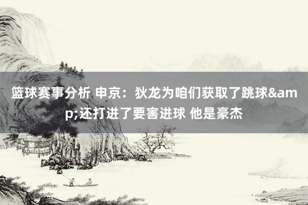 篮球赛事分析 申京：狄龙为咱们获取了跳球&还打进了要害进球 他是豪杰